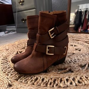 Naya Fisher Moto Brown Ankle Booties Size 7